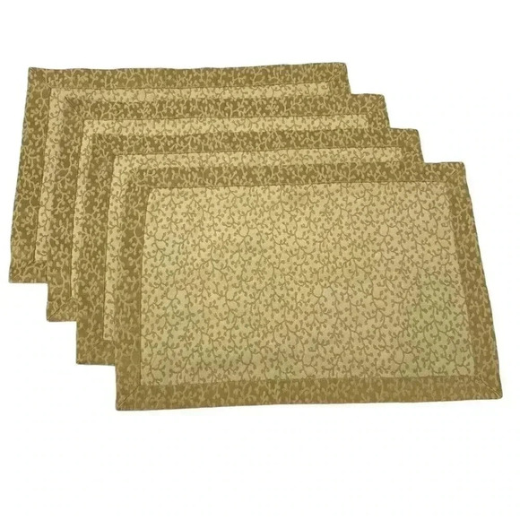 Table Placemats Vine Pattern Rectangular Golden Brown Holiday Decor - Picture 3 of 3